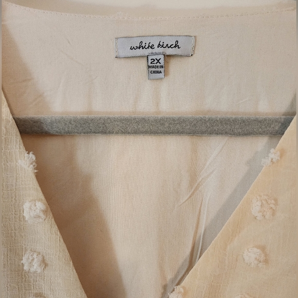 White Burch Cream Textured V-Neck Bodysuit Snap Crotch Romantic Victorian Sz 2X - Picture 3 of 10